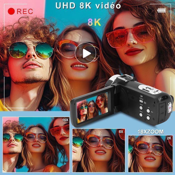 Videocámara digital IBEAFILLY 8K 64MP con pantalla de 3