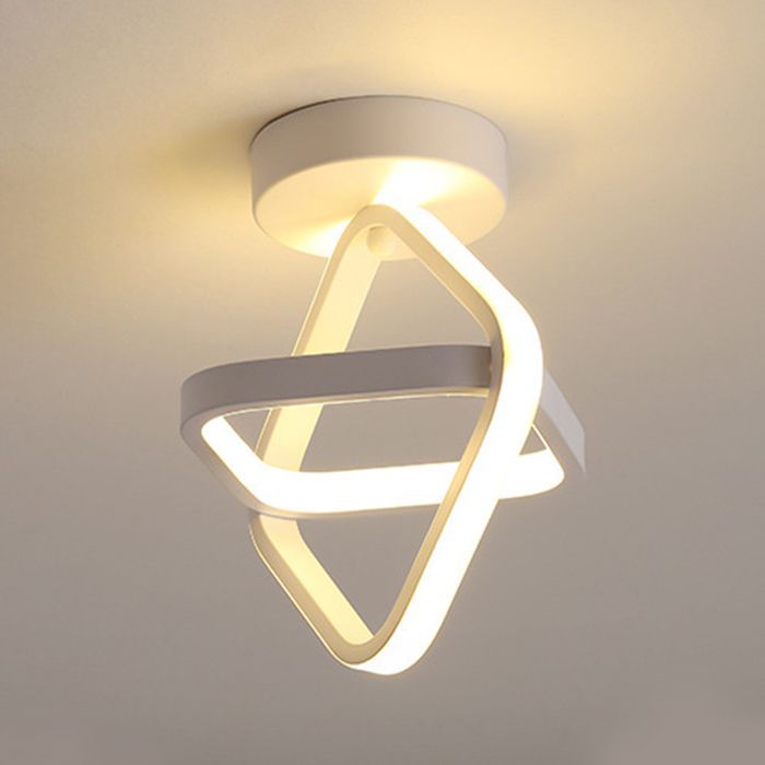 Lámpara de techo LED moderna WOTTES - Diseño geométrico, blanca - para sala de estar, baño - Blanco cálido - 1 unidad Ø25*26CM