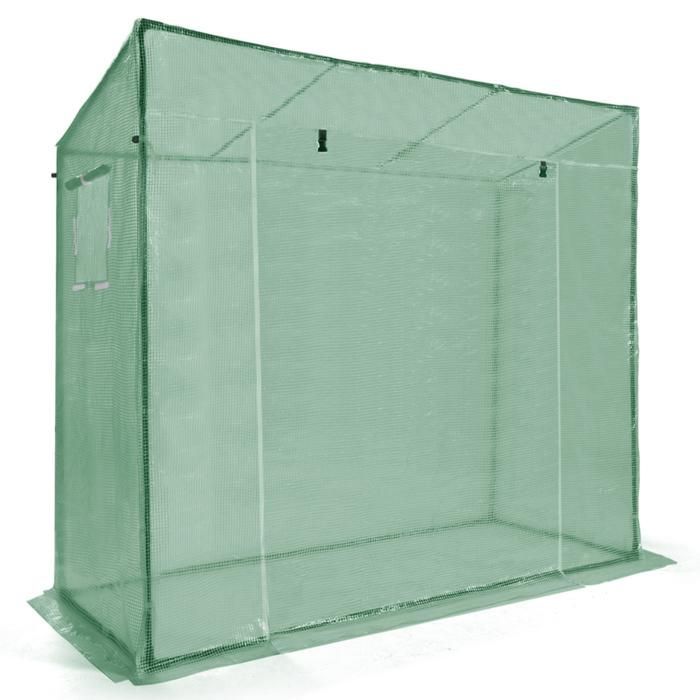Invernadero verde IDMARKET para todas las estaciones con ventana y puerta con cremallera.