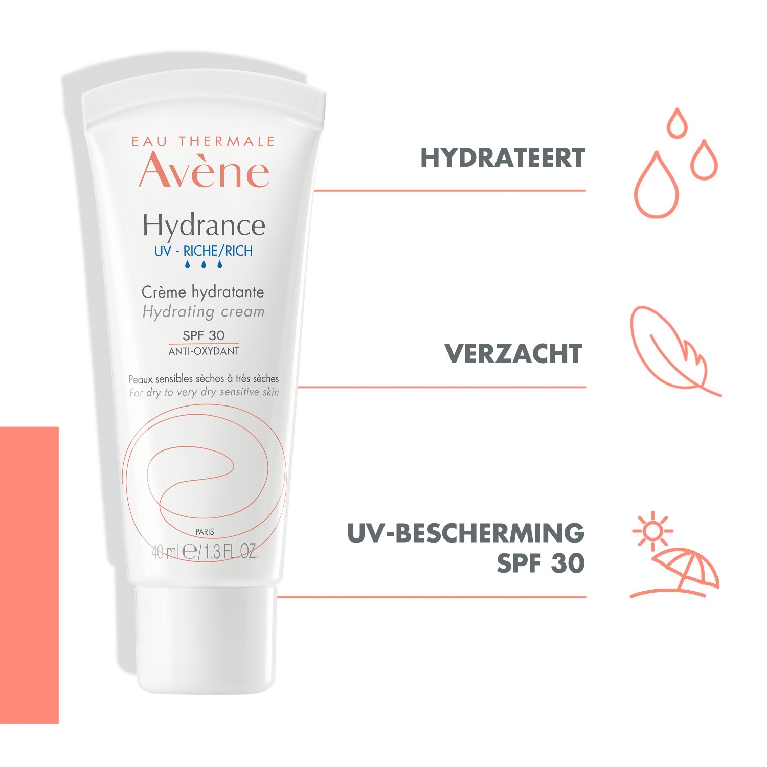 Avène Hydrance UV Rich vlažilna krema za obraz - emulzija - 40 ml