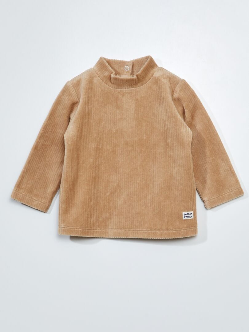 Chaqueta interior de terciopelo de color liso - BEIGE