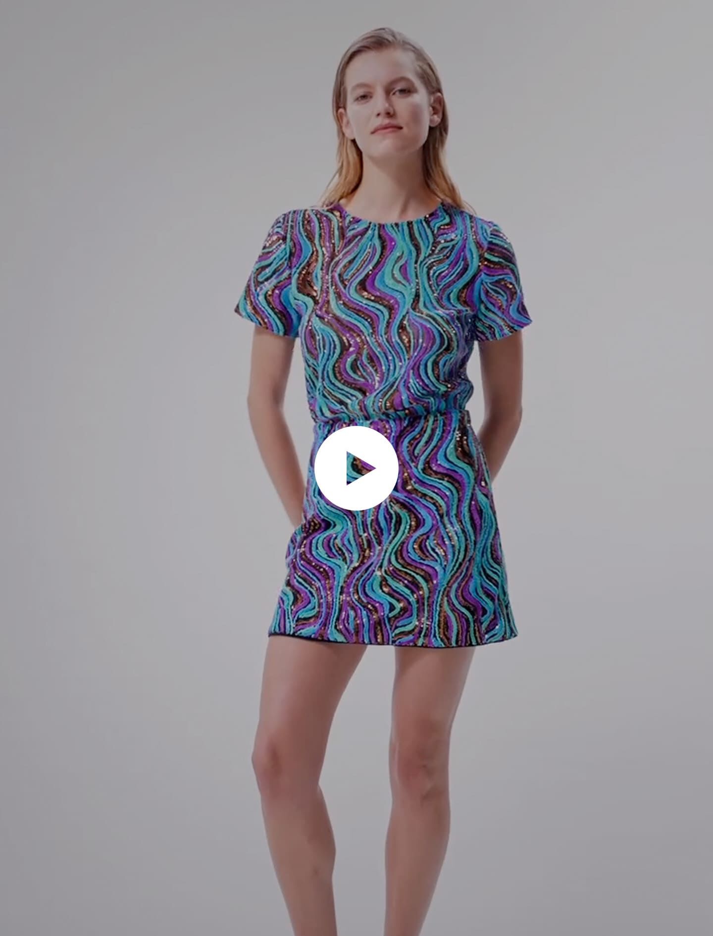 Trompe l'oeil korte jurk - Multicolor