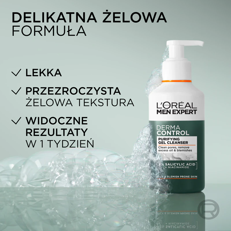 L'Oréal Paris Men Expert Derma Control čistiaci gél s niacínamidom
