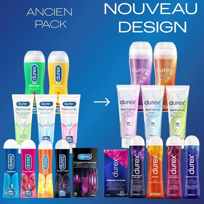 Durex - Set van 3 intieme glijmiddelen: Hot Warming Cherry, Crazy Cherry Edible en Sensitive Comfort