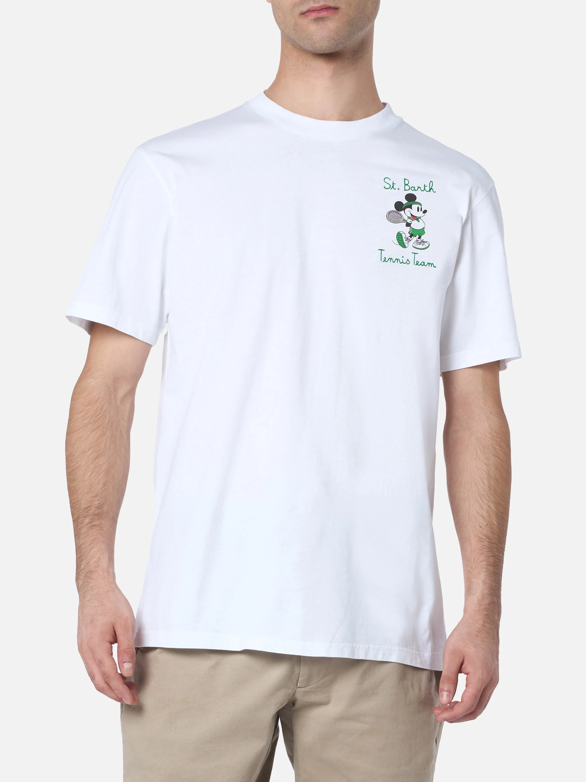 T-shirt da uomo in cotone con stampa e ricamo Topolino | DISNEY SPECIA