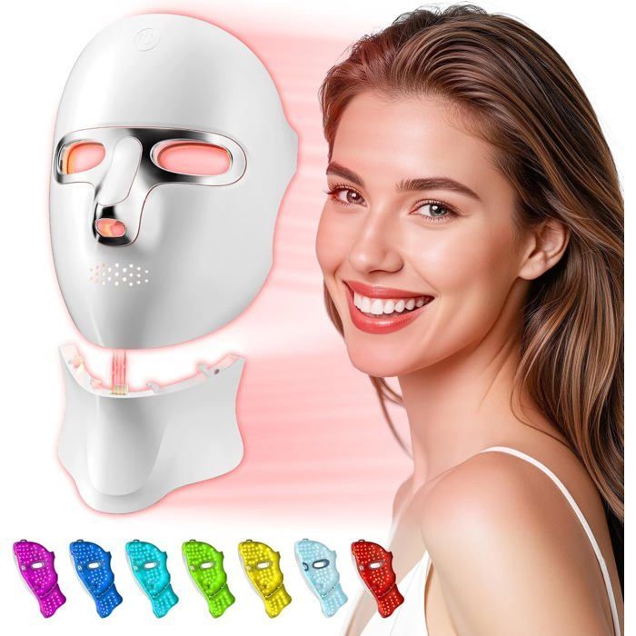 LED Face Mask with Red Light Therapy - USB-C Rechargeable Silver - For Home and Travel Skin Care