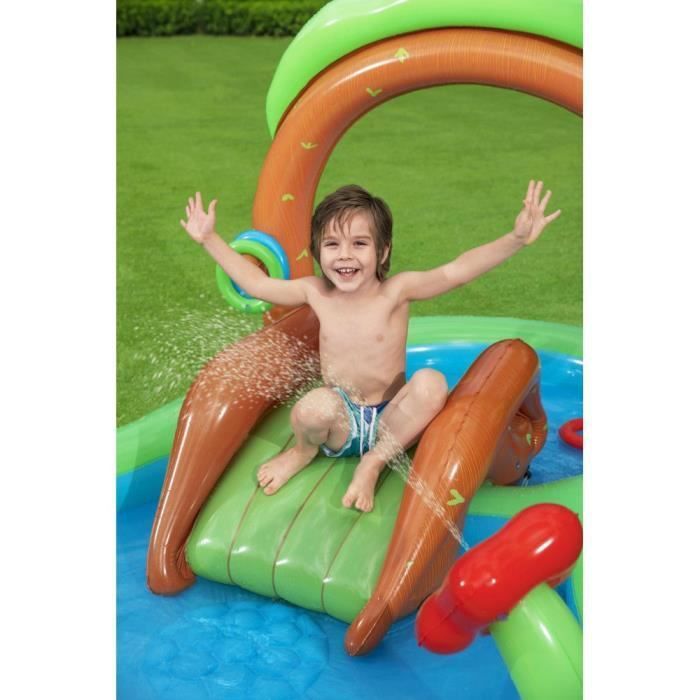 Play area with paddling pool - Friendly Woods - 295 x 199 x 130 cm - Multicoloured - Slide - Integrated water jet