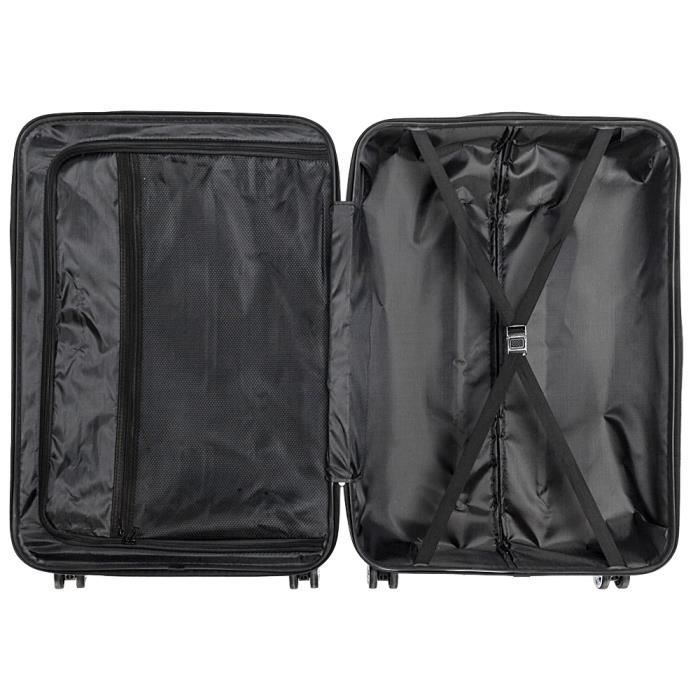 Juego de 3 maletas rígidas de ABS, juego de equipaje, 4 ruedas (55 cm, 65 cm, 75 cm) - Negro