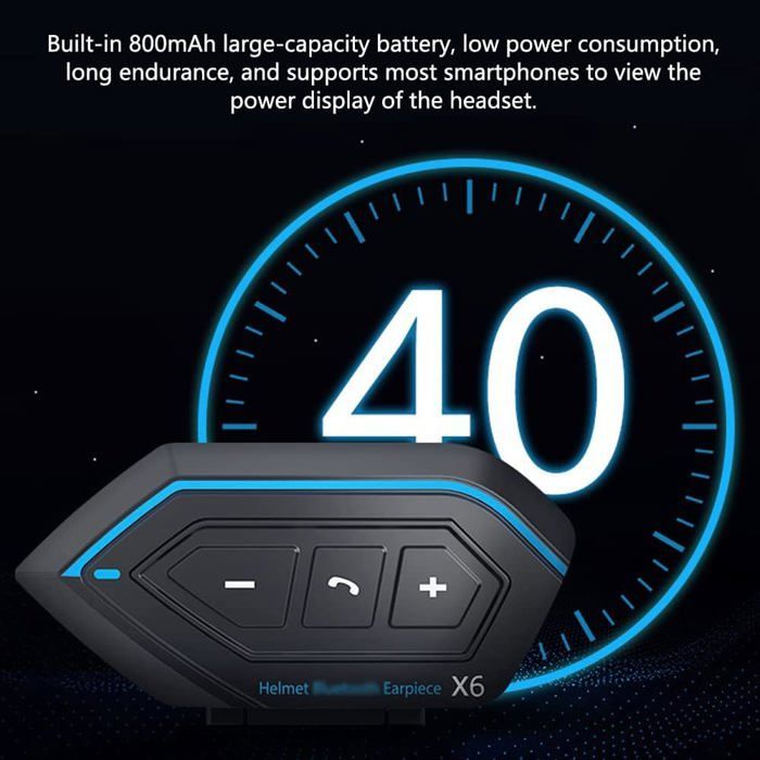 Intercomunicador Bluetooth para motocicleta, casco de motocicleta BT5.0 resistente al agua con intercomunicador, reducción de ruido y soporte para llamadas.