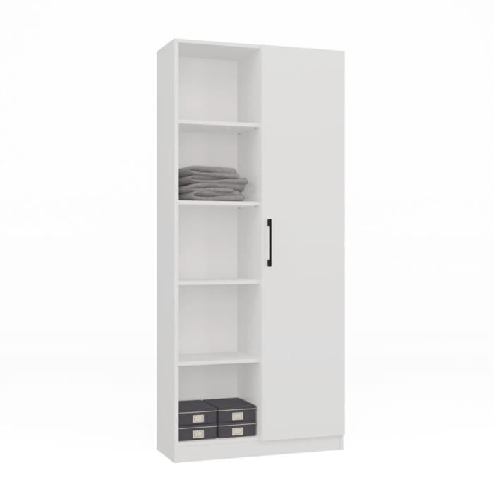 VILLME - Librería de diseño minimalista - 1 puerta + 10 estantes - 80x30x182 cm - Mueble de almacenamiento