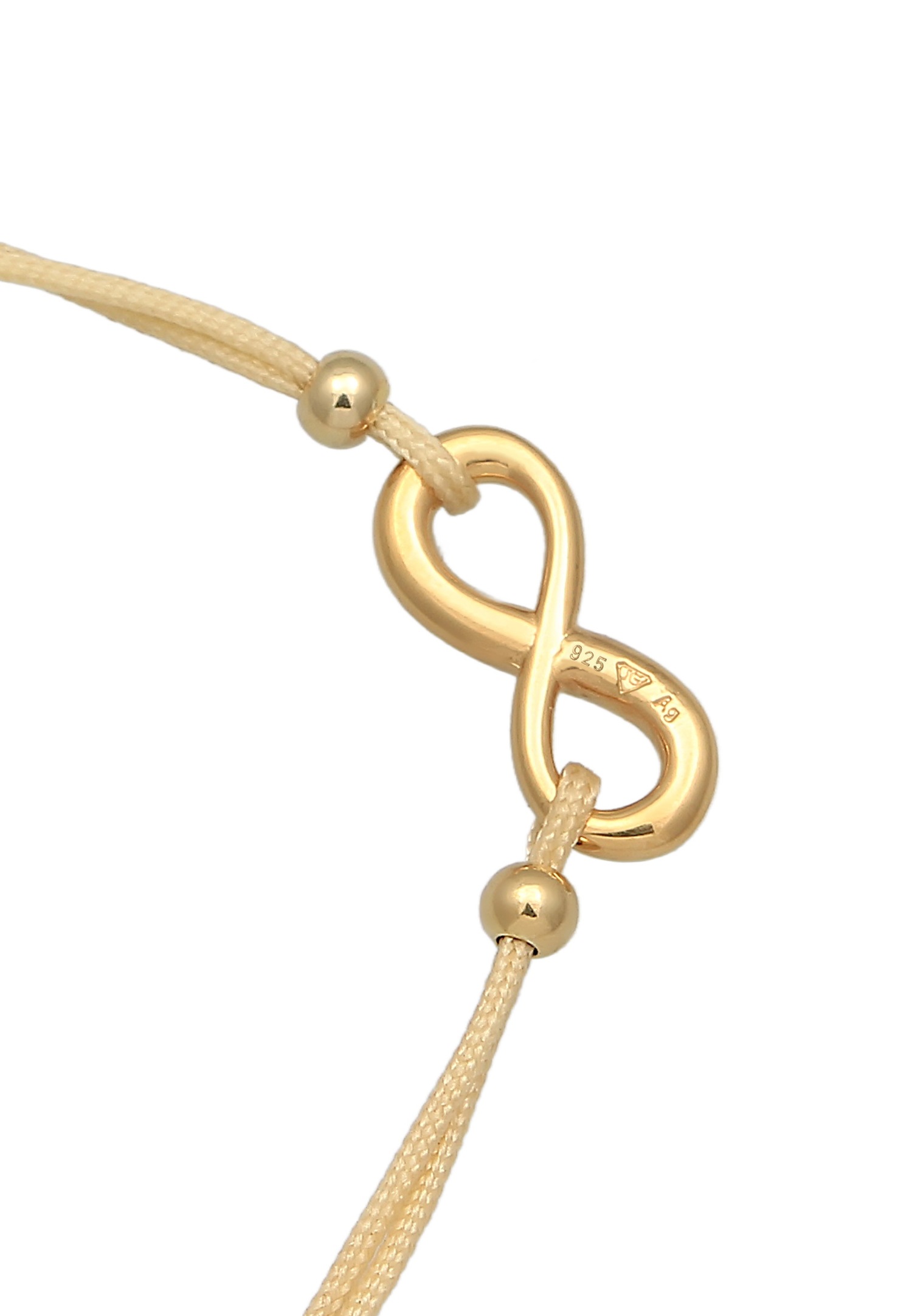Elli Femmes symbole de l'infini avec nylon en Argent Sterling 925 Plaqué Or