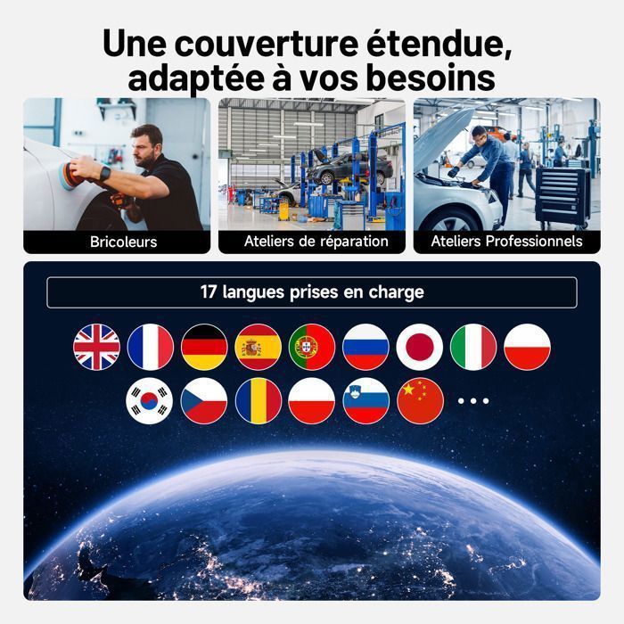 Outil de diagnostic TOPDON ArtiDiag800 BT-FR OBD2 Scanner Valise Diagnostic Auto avec AutoScan