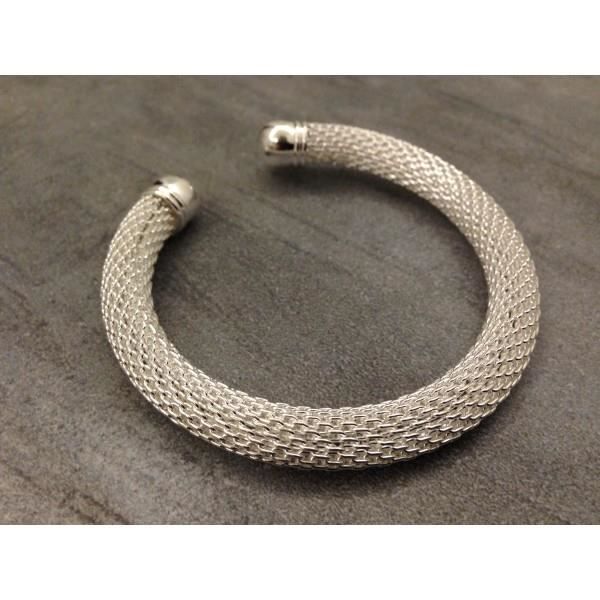 Women's Silver Round Bangle Bracelet