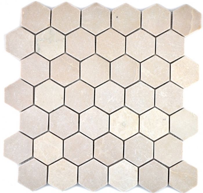 Marbre Mosaïque Carreau de pierre naturelle beige crème vanille Hexagone Carreau mural salle de bain - MOS42-1212