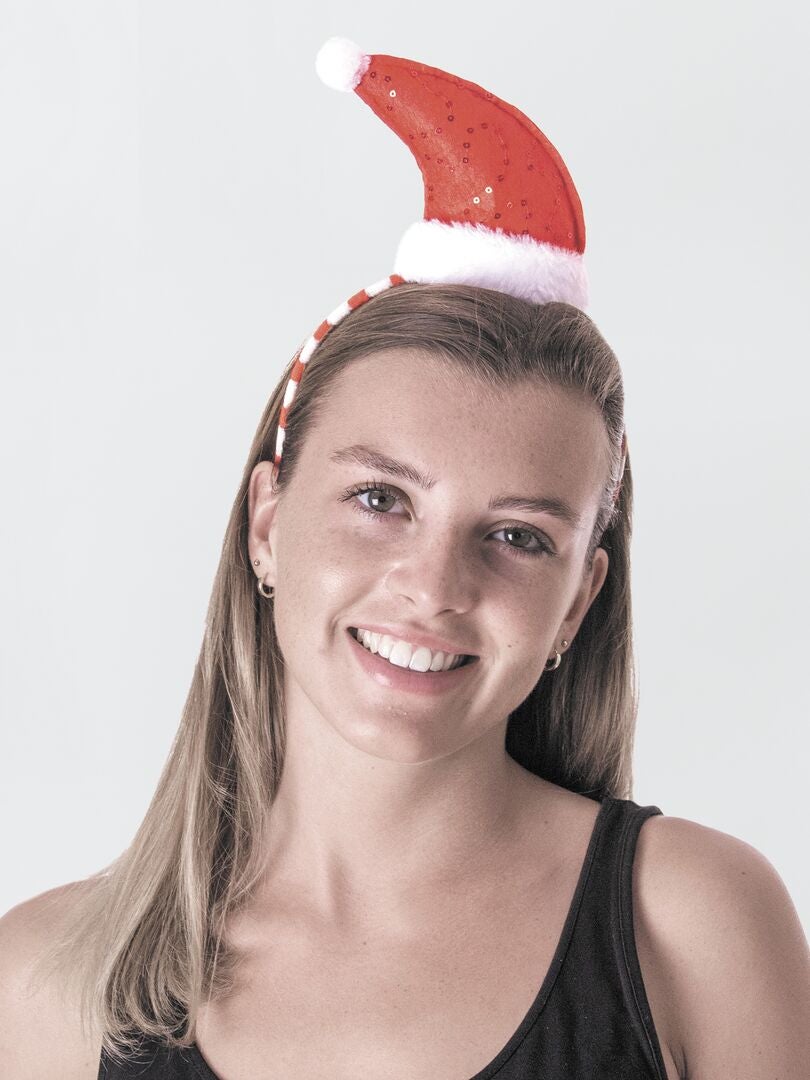 Tiara de Natal em formato de chapéu - VERMELHA