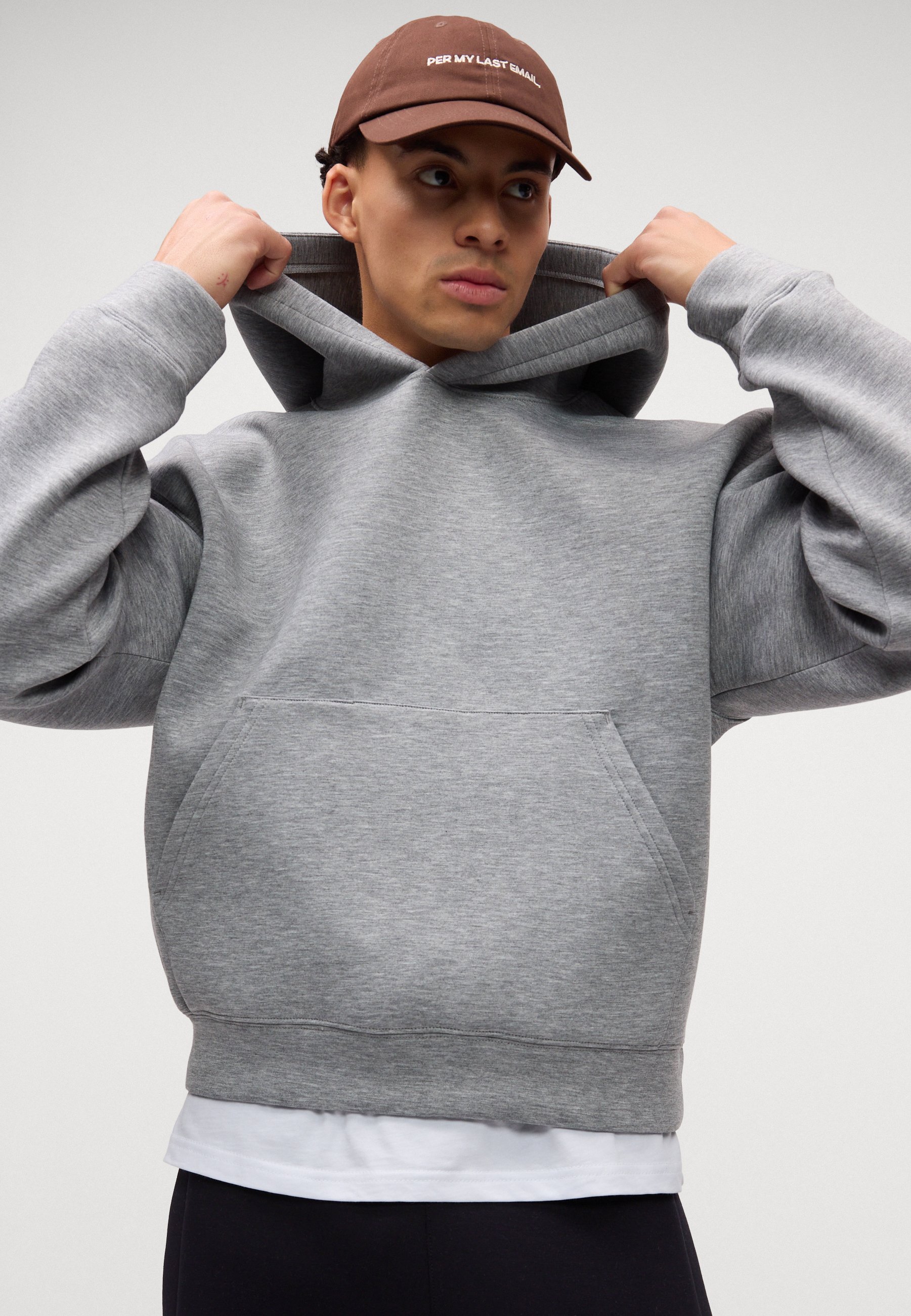 SIMON HOODIE - Hettegenser - grey melange