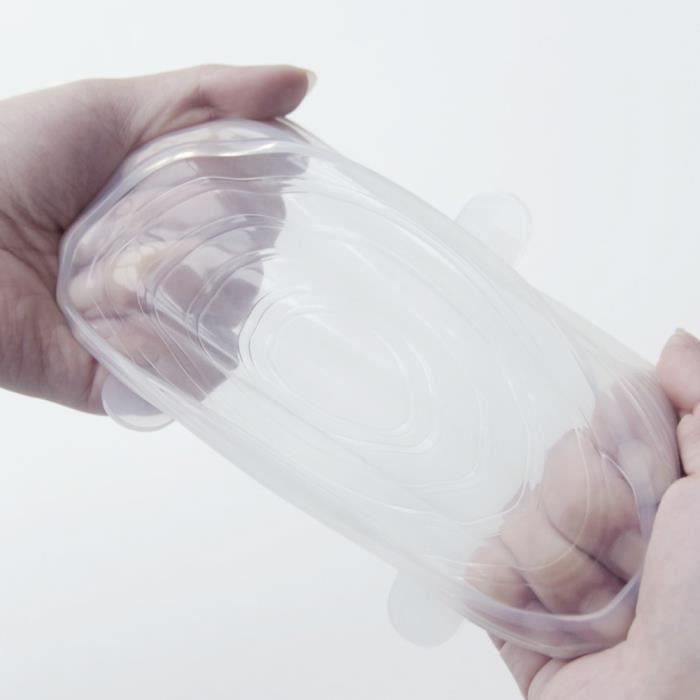 Juego de 6 tapas de silicona reciclables, universales, elásticas, herméticas, no tóxicas e insípidas para la conservación de alimentos.