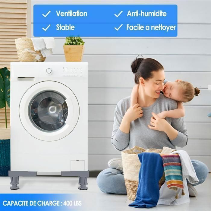 Support Machine a Laver, BYONDSELF®, Ajustable Socle Lave Linge, 41-64 CM, Convient pour Les Lave-linges et Les Sèche-linges