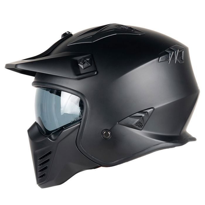 Capacete para motocicleta MOTOBLOUZ HADES Jet com viseira solar | Homologado pela ECE 22.06 | Preto fosco | Capacete para scooter MOTOBLOUZ