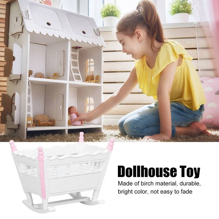 Juguete sonajero para bebés - GIGICIAL - Casa de muñecas - Escala 1/12 - Rosa y blanco - Mini muebles