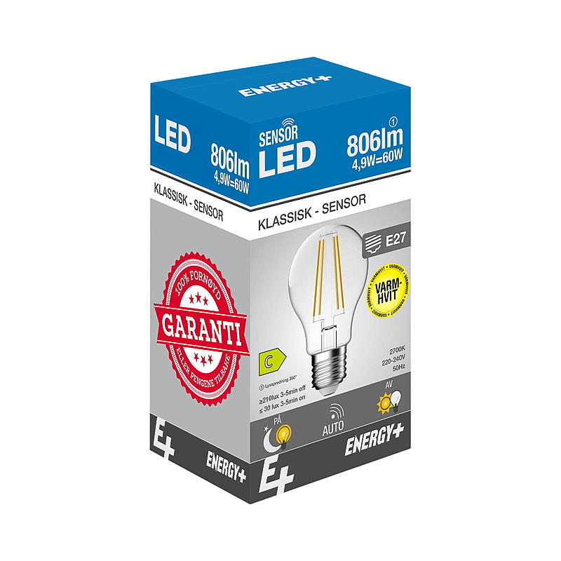 Energiansäästölamppu LED 806 lm Valosensorivalmius E27 A60 E