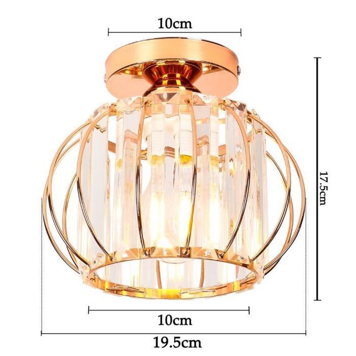 Lámpara de techo moderna de cristal WOTTES E27 LED, mini lámpara de techo tipo araña de cristal para cocina, pasillo o entrada, 1 unidad Ø18CM Oro rosa