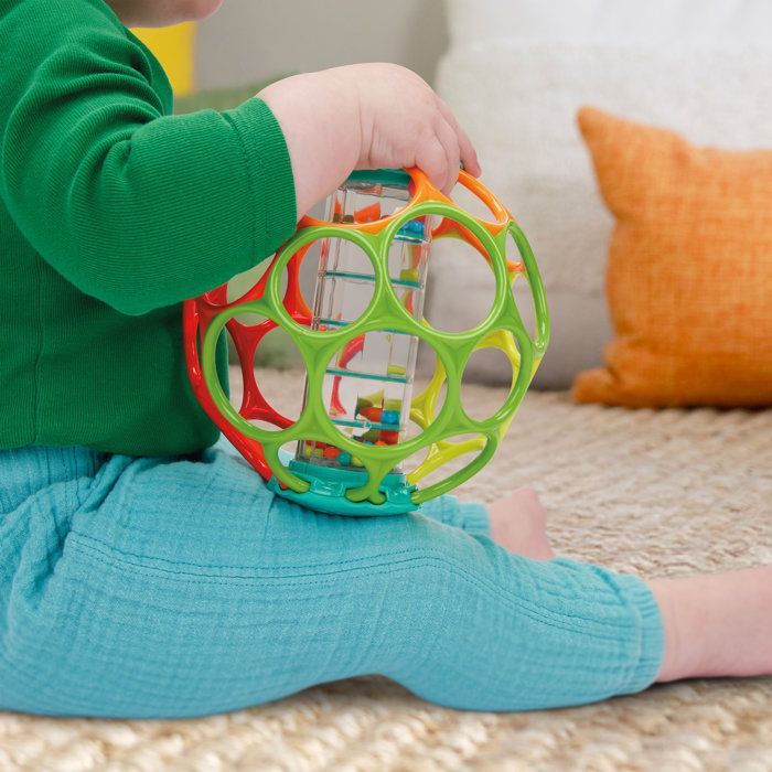 BRIGHT STARTS OBALL - Chocalho para Bebê - Pau de Chuva com Rolos - Contas Multicoloridas - Pau de Chuva - 3M+