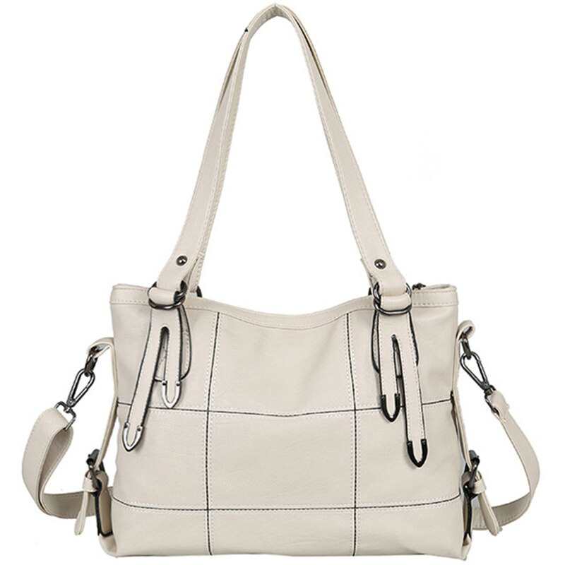 Sac cabas blanc d'été pour femme, style plage, avec poignée supérieure, en cuir, style créateur.