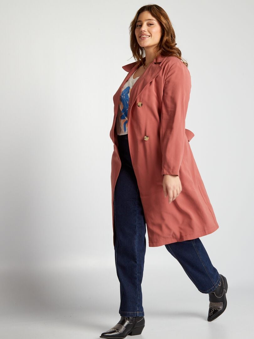 Zachte, dubbelbreasted trenchcoat - ROOD