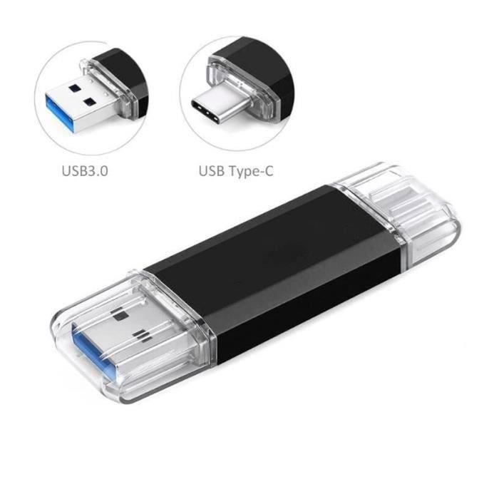 Memoria USB 3.0 OTG 2 en 1 de 128 GB con USB Tipo-C para Samsung y Huawei - Negra