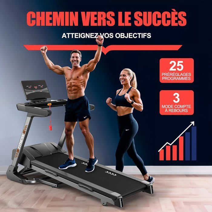 Folding treadmill - METTLEMATIC - T600 - 4.5 HP motor - 18 km/h - 18-level automatic incline