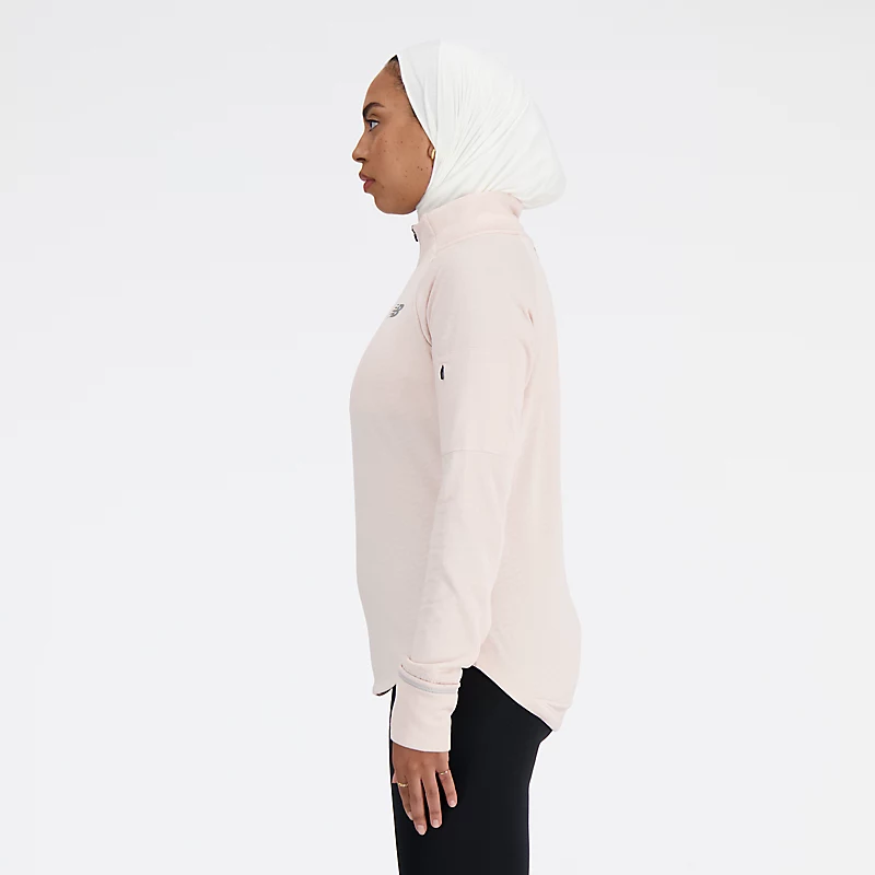 Dámská mikina NB Heat Grid s poloviční zipem v barvě QUARTZ PINK HEATHER