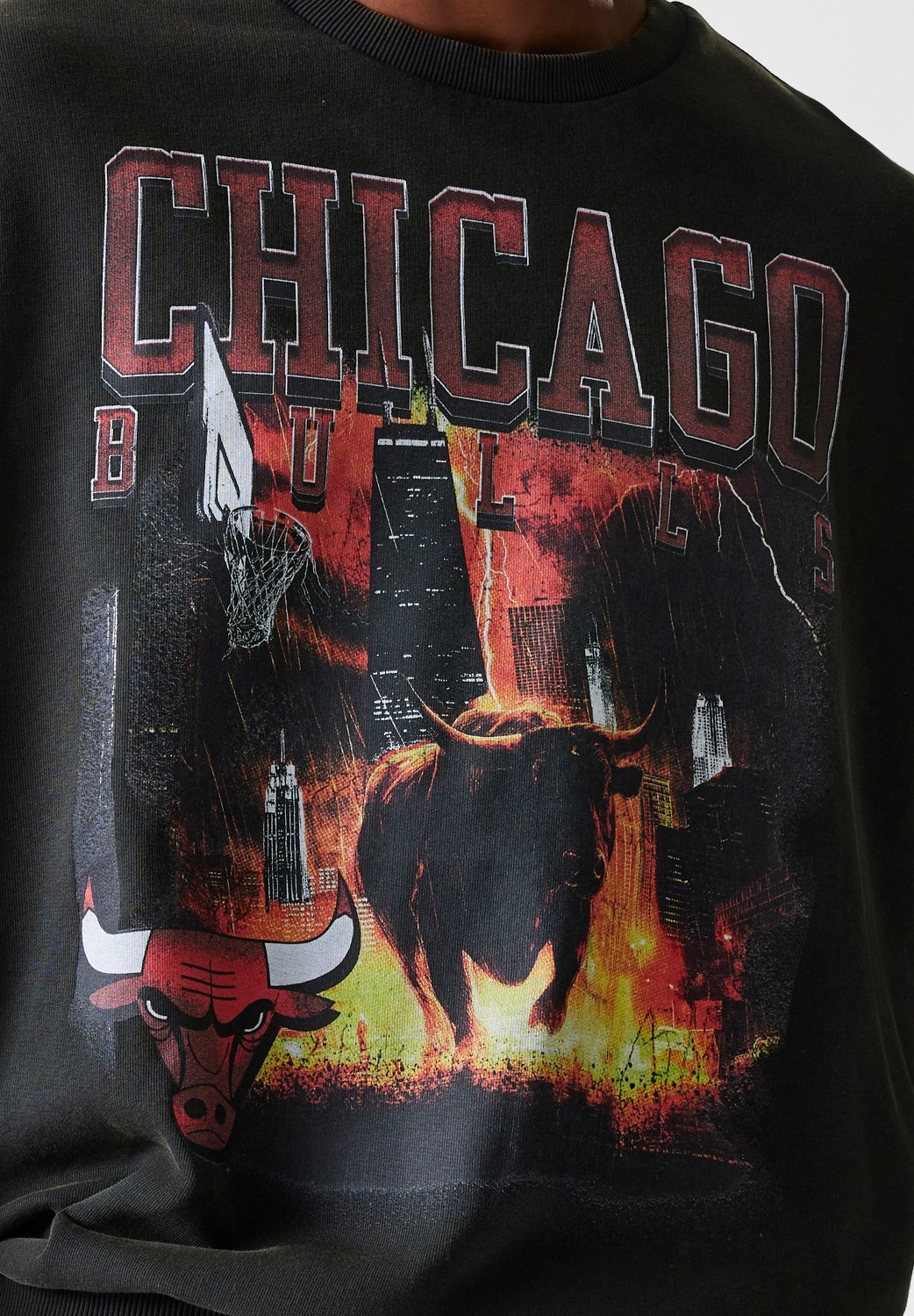 New Era NBA CHICAGO BULLS WASHED CREW UNISEX - Sweatshirt - zwart