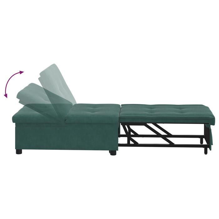 212713 & Divano letto 3 in 1, lettino trasformabile, pieghevole, in velluto verde scuro