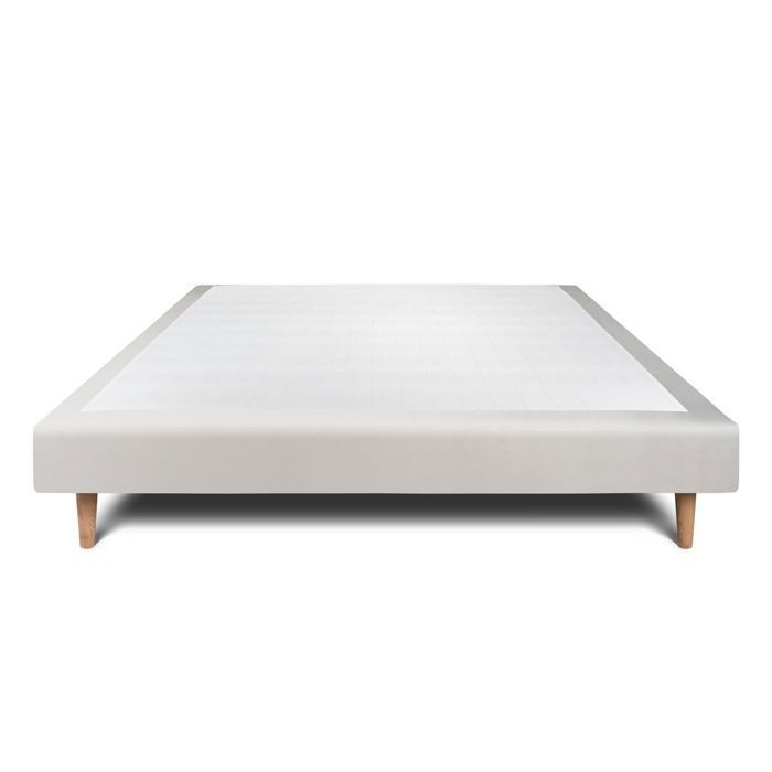 Sommier Tapissier Velours Gris clair 150x190 H29cm Sommeil de plomb - Sommier en bois massif avec Pieds bois cones 15 cm