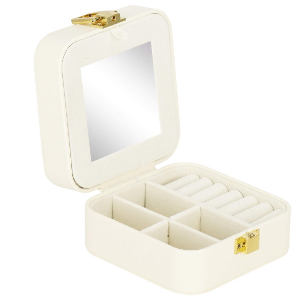 Szkatułka na biżuterię 10x10x5 cm organizer z przegródkami