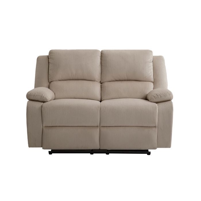 RELAXXO - LEO Sofá reclinable manual de 2 plazas en pana - Color topo