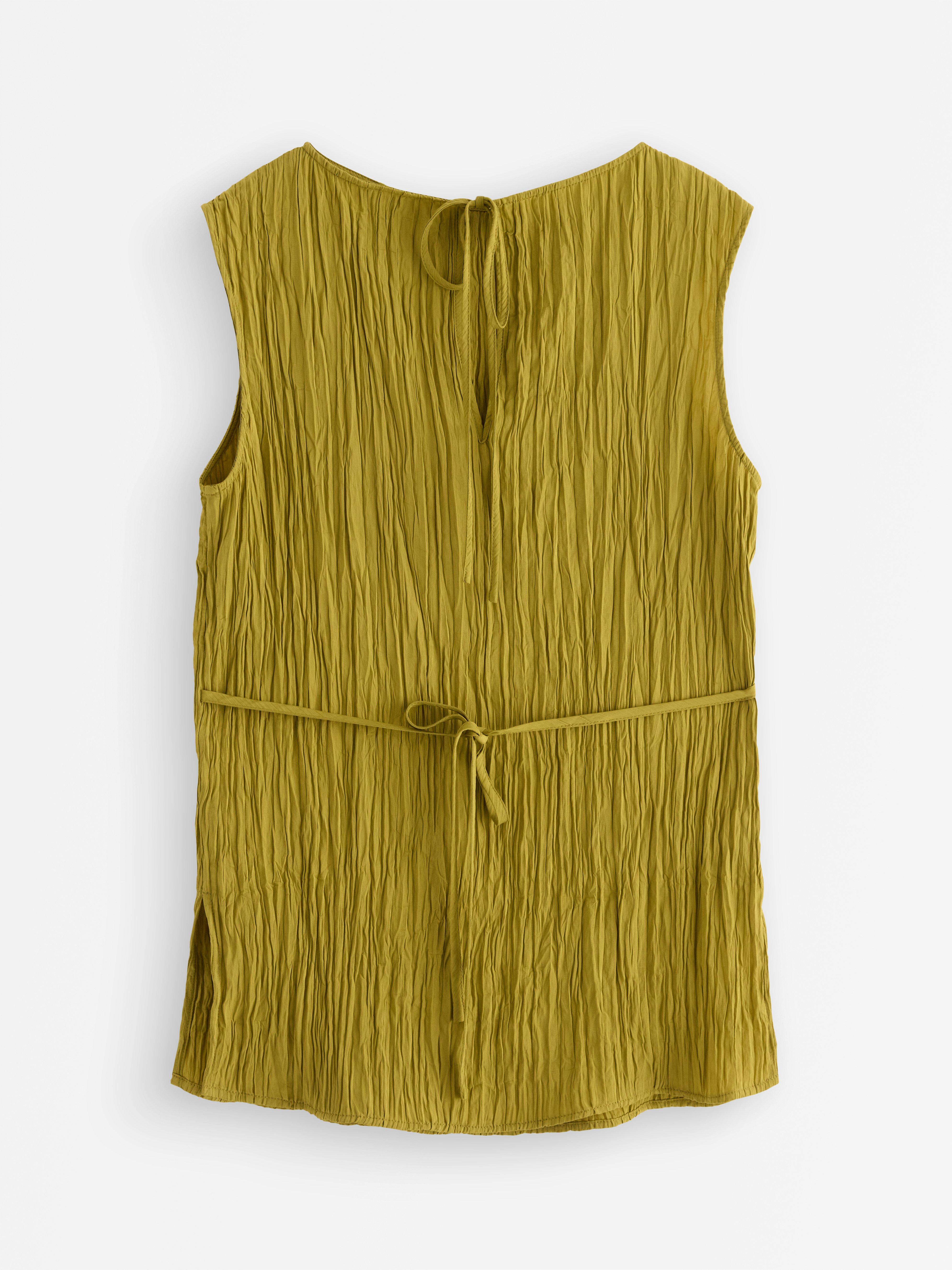 Krinklad ärmlös blus Dusty Green