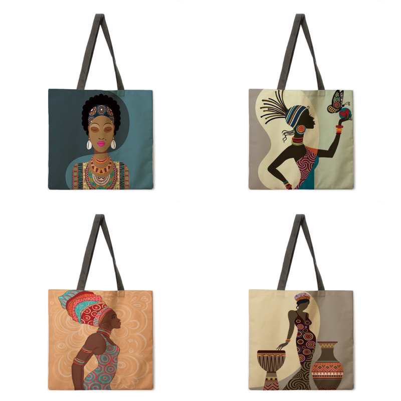 Borsa tote da donna alla moda, borsa per la spesa riutilizzabile in lino, borsa a tracolla nera da donna con stampa, borsa casual da spiaggia per esterni.