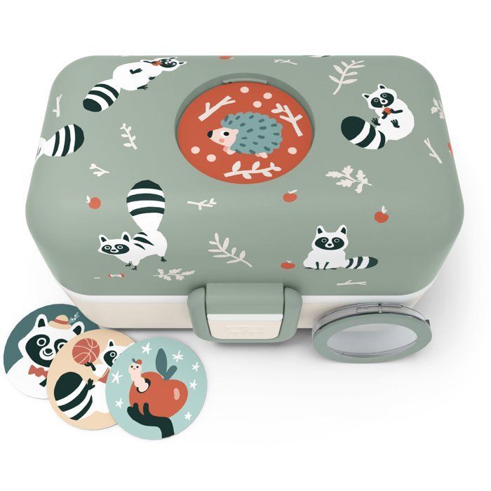 Children's Lunch Box - MONBENTO - 3 Compartments - BPA Free - MB Tresor Raccoon