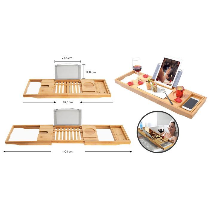 Rectangular bathtub 180x80 + bamboo board, siphon + feet - 4-in-1 - QUADRO