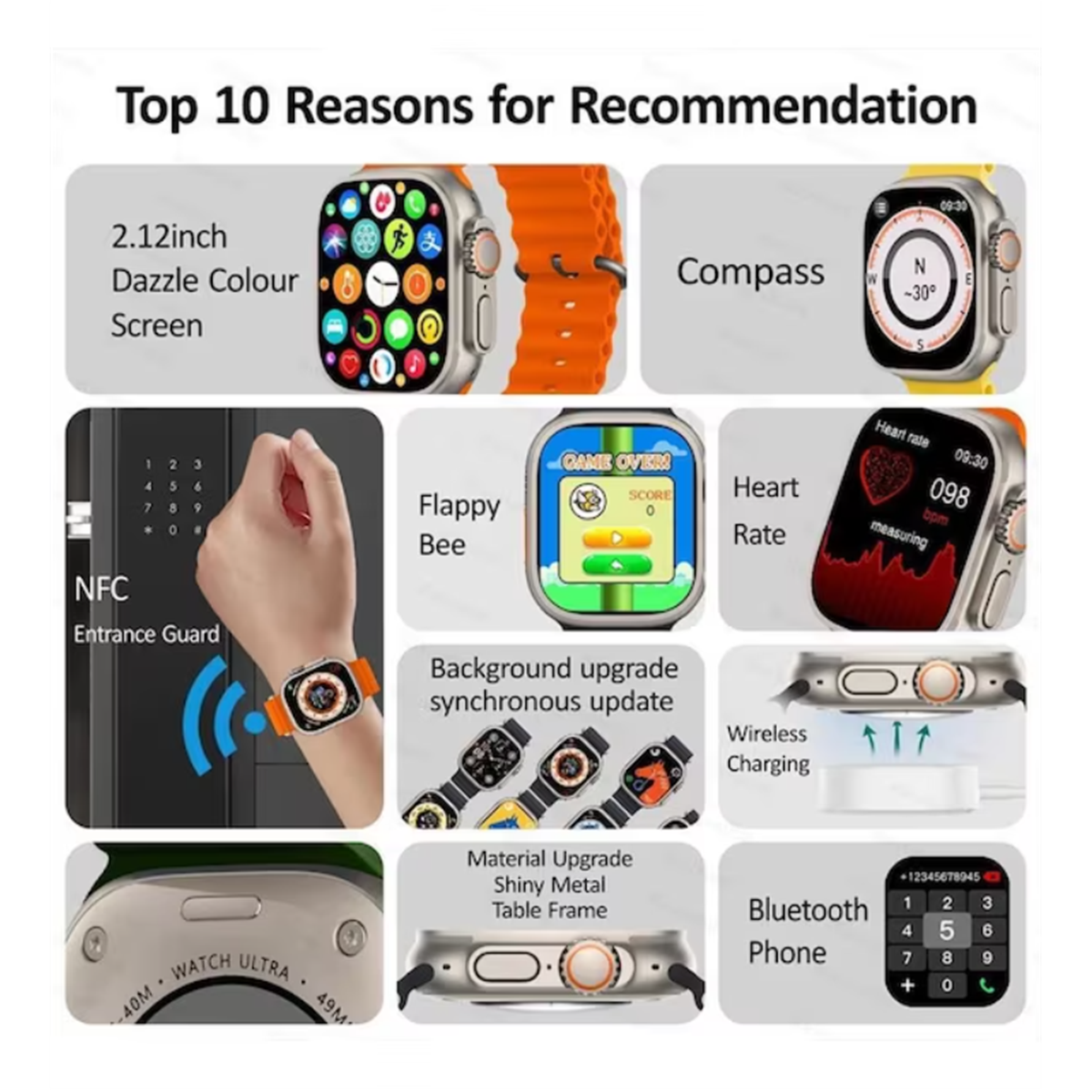 Smartwatch Smartek SW-HK8PM, AMOLED-Display, mit Kompass und Bluetooth-Anruffunktion