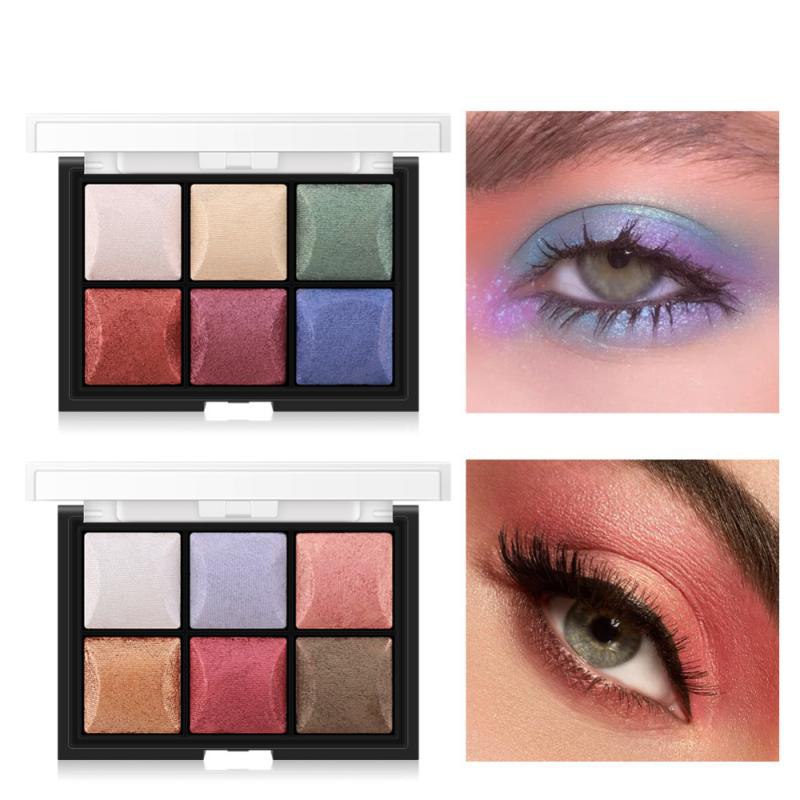 Palette de fards à paupières pailletés 6 couleurs, palette illuminatrice, paillettes naturelles, texture mate, maquillage longue tenue TSLM2