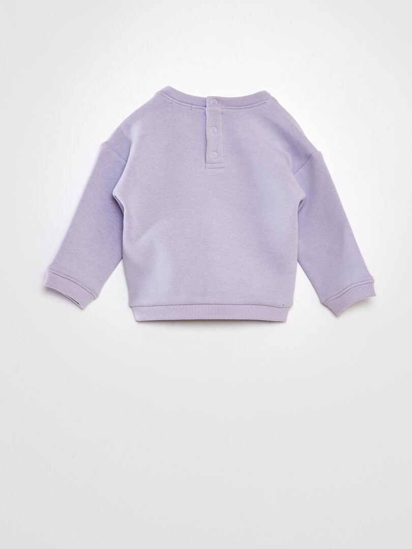 Bedrukte fleece sweater - PAARS