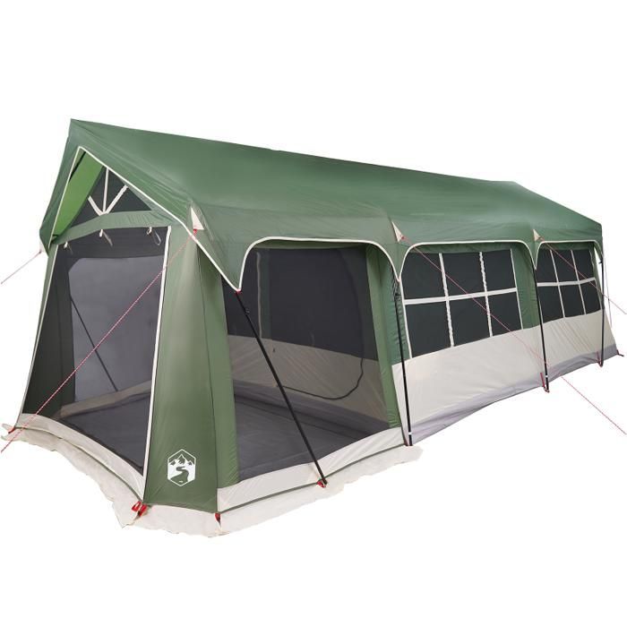 Camping tent - Green - 10 person - Waterproof - 322 x 620 x 240 cm