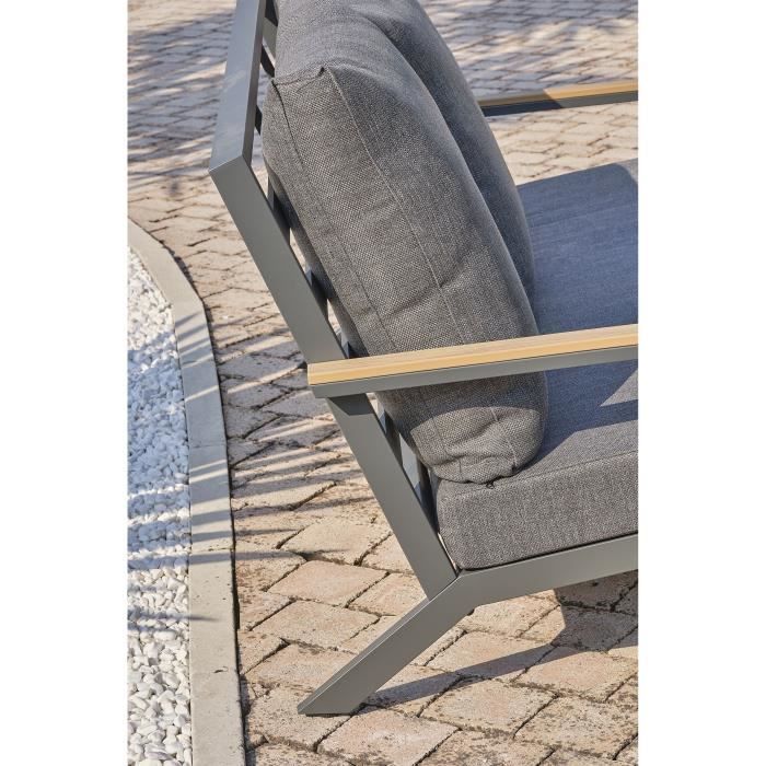 Low garden lounge set - Aluminium - DCB GARDEN - 5 seats - Anthracite grey and polywood - KOMMOS