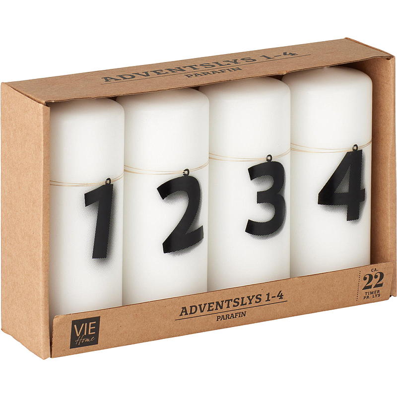 Vie Home adventslys 4-pak 12 cm, 1-4 lys hvide