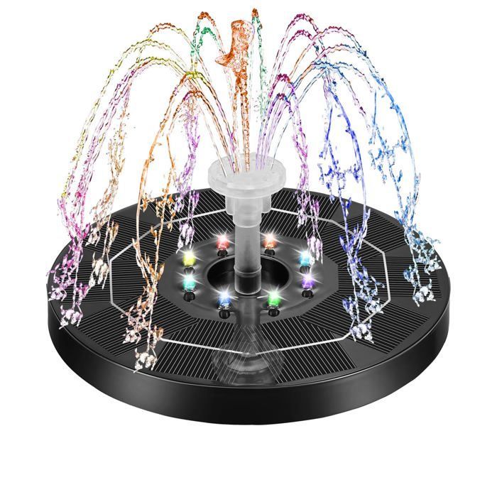 Fontaine Solaire 3w Flottante Fontaine Solaire Exterieure De Jardin Fontaine Solaire pour Bassin Exterieur avec 7 Buses Convient