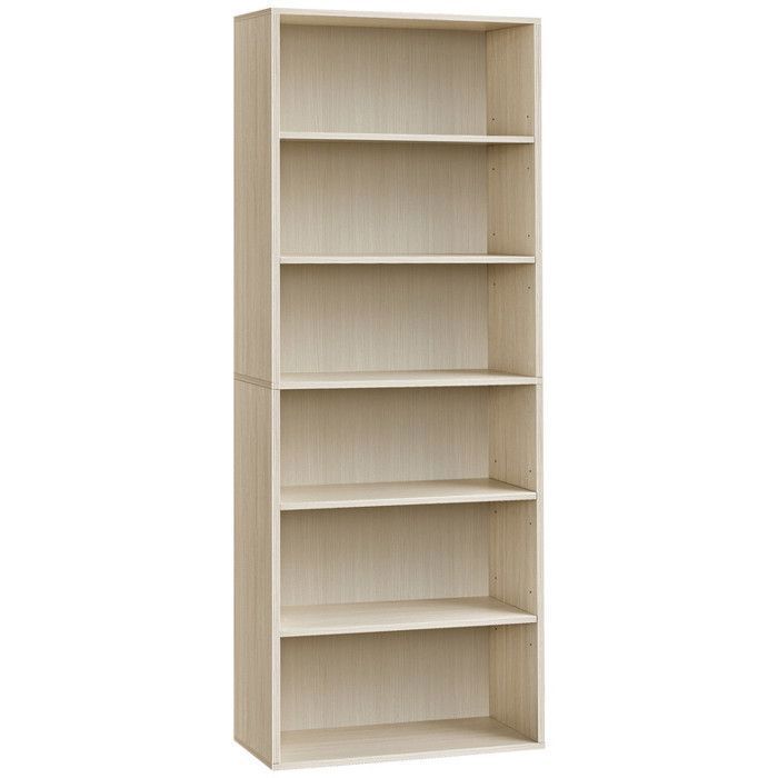 VASAGLE Boekenkast, 6-laags open schapunit, 24 x 60 x 178,5 cm, voor woonkamer, kantoor, beige
