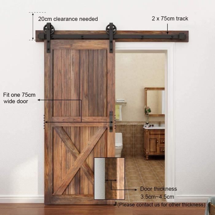 P1O Accessori per binario di sospensione con ruota grande per porta scorrevole da 1,5 m - Set di accessori per porta scorrevole